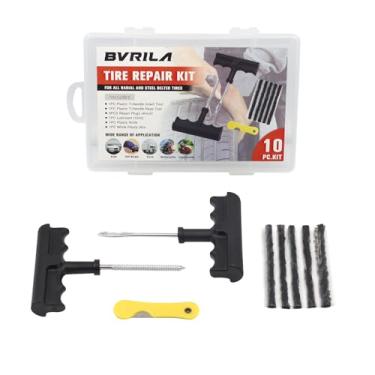 Imagem de BVRILA Kit de reparo de pneus, kit de reparo de perfuração de pneu plano com bolsa portátil para carro, caminhões, motocicletas, ATV, RV