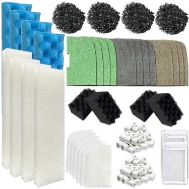 Imagem de Aolleteau 2 kits de substituição de mídia de manutenção de aquário para filtros Fluval 406/407, 46 peças, inclui 30 almofadas de espuma biológica, 2 pacotes de pedra de filtro branca, 4 sacos de