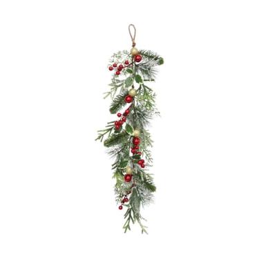 Imagem de Fenteer Enfeite de Natal em forma de lágrima, decoração de parede para porta, guirlanda de Natal para porta, para jardim interno e externo