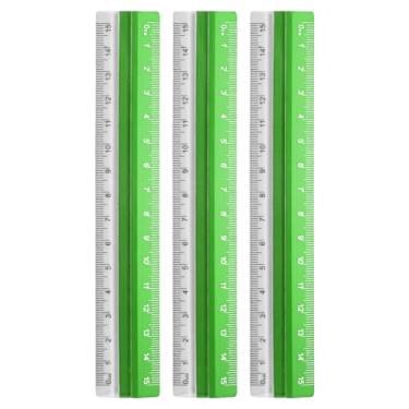 Imagem de Generic 3 peças régua reta 15 cm régua de transferidor de liga de alumínio de plástico métrico ferramenta de medida geométrica para escritório de arquiteto artista, verde