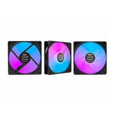Imagem de Kit Fan Cooler K-mex ARGB - Aala 120x120 Com Controle Remoto