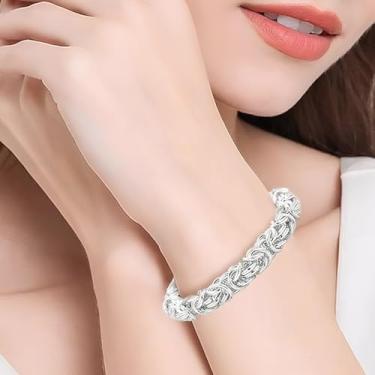 Imagem de Pulseira unissex para homens e mulheres pulseira de corrente redonda prateada design cilíndrico liso estilo elástico ajustável, One Size, Aço inoxidável, Sem Pedra Preciosa