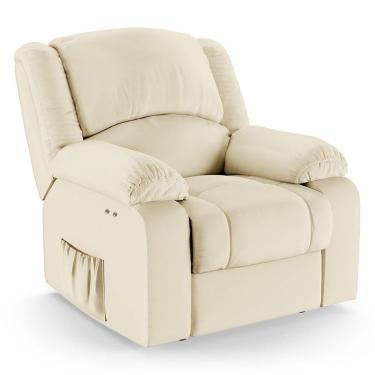 Imagem de Poltrona Do Papai Reclinável Melim Power Touch Massagem Pu Bege Fh1 - D'rossi