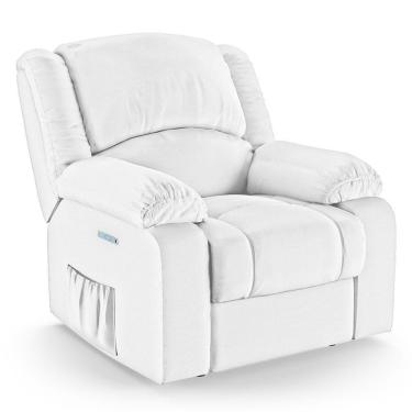 Imagem de Poltrona Do Papai Reclinável Melim Elétrica Led Pu Branco Fh1 - D'rossi