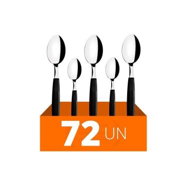 Imagem de Conjunto Chá E Sobremesa Ipanema 72 Peças Lâminas Aço Inox Cabo Preto Ptop - Tramontina