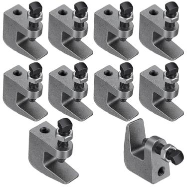 Imagem de 10 pacotes de braçadeiras de viga superior, braçadeira de viga de segurança de ferro UNC 3/20.3 cm, abertura de mandíbula de 3/10.2 cm, suporte vertical de tubulação de montagem de teto de parede para