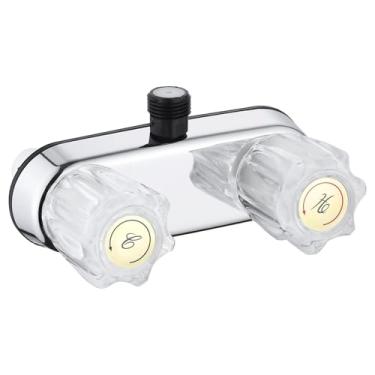 Imagem de Kit de montagem de desviador de válvula de chuveiro de trailer de 10 cm para trailer para trailer, controle de válvula de mistura de banheiro, externo (puxadores cromados + acrílicos)