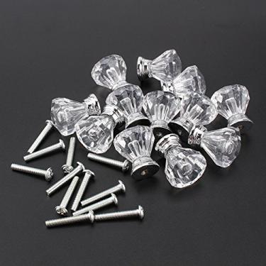 Imagem de ZJchao Botões de Gaveta de Cristal, 12 Maçaneta de Armário de Gabinete de Vidro de Cristal de Diamante Gaveta Puxar Puxar Puxadores de de Com Parafusos de 0,78 Polegadas