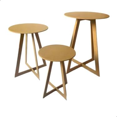 Imagem de Trio de Mesas Triângulo MDF Cru Para Festa Evento Decoração Ambientes Personalizáveis
