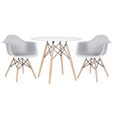 Imagem de Loft7, Mesa redonda Eames 90 cm branco + 2 cadeiras Eiffel Daw branco