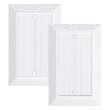 Imagem de Pacote com 2 placas de parede clássicas em branco, placa de parede de policarbonato inquebrável, placa de parede de 1 gangue branca pura para tomadas/interruptores não utilizados