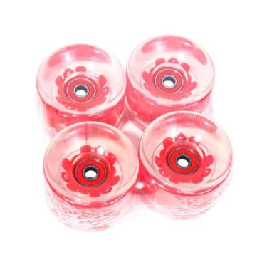 Imagem de Vaveren Rolos de skate 4x Rolos de skate usam luminosos resistentes com ABEC-9 608Rs Rolamentos transparentes Pu liso com substituição de luz, Vermelho