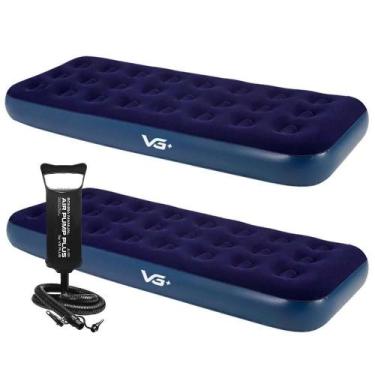 Imagem de Kit 2 Colchões Infláveis Solteiro Flocked Comfort Com Bomba Manual Vg 