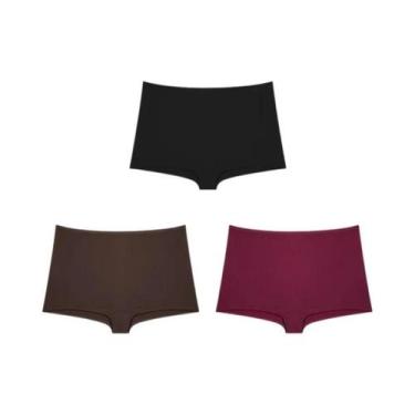 Imagem de Boxer Feminino Sem Costura - Kit 3 Peças em Algodão - Conforto e Macie