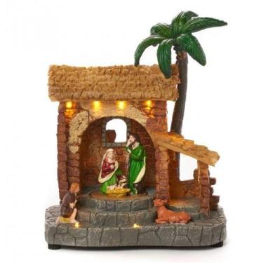 Imagem de Presepio Natal Sagrada Familia Giratorio Iluminado Som Natalino Acende
