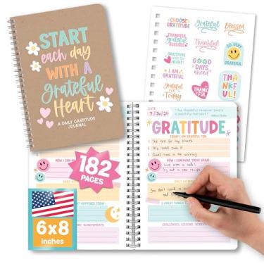 Imagem de Hadley Designs Caderno de gratidão – Diário diário de gratidão para mulheres com avisos, diários diários para homens, diários guiados com avisos, caderno Kraft Gratefulness