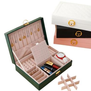 Imagem de Porta Joias Portátil Maleta Grande Para Viagem Organizador Luxo - TATU