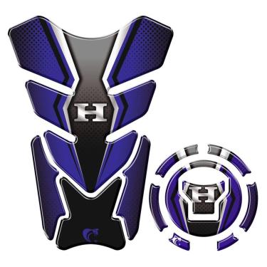 Imagem de Kit Adesivo Resinado Protetor Tanque E Bocal Moto Honda Acima 2018 Azul E Preto