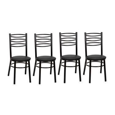 Imagem de Kit 4 Cadeiras Cp33 Pintadas Pretas Treparoni Preto