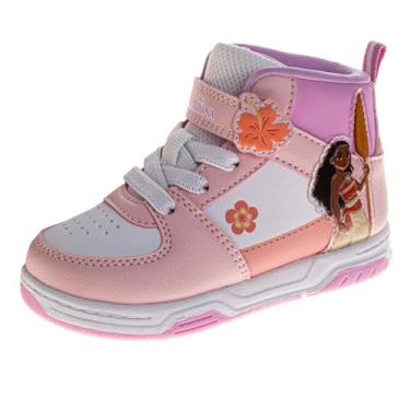 Imagem de Josmo Tênis de cano alto Minnie Mouse Frozen Elsa Anna Patrulha Canina Skye Lilo & Stitch Moana sapatos para meninas, tamanho infantil a criança pequena, Rosa e branco - Moana, 19