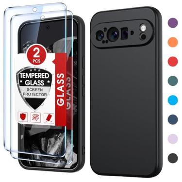 Imagem de LeYi Capa para Google Pixel-9-Pro-XL de 6,8 polegadas: ( ) com 2 peças de protetor de tela, forro de microfibra de silicone líquido macio, capa protetora à prova de choque para Pixel 9 Pro XL