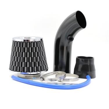 Imagem de Filtro de ar de cabeça de cogumelo de inverno de 76 mm para carro, kit de tubo de admissão, filtro de ar frio de alto fluxo e alto, tubo de alumínio(Black)