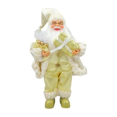 Imagem de KiBcsLic Estatueta de Papai Noel de 40 cm (15,75") para decoração de mesa, enfeite colecionável, peça central de Natal, estatueta para mesa ou lareira, Doce Dourado