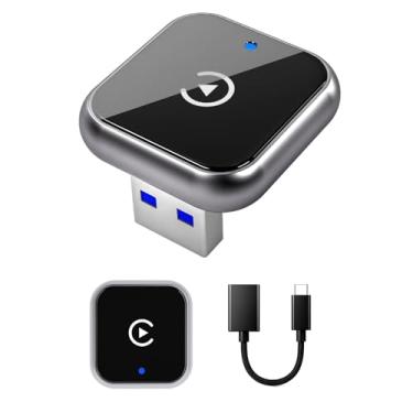 Imagem de ZCYGBTC Adaptador CarPlay sem fio para iPhone - Mini design atualizado, USB/USB-C Plug & Play converte conexão com fio - compatível com iOS 10+ e carros CarPlay de fábrica