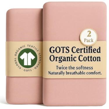 Imagem de Lençóis de berço orgânicos GOTS 83 x 50 para Baby Delight Beside Me Dreamer, Maxi-COSI Iora, 200 g/m2 de algodão turco mais espesso e macio, pacote com 2, lençóis retangulares Angelbliss Baby