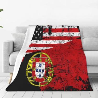 Imagem de KOSUES Manta de flanela macia metade americana metade de Portugal, cobertor de cama quente para todas as estações, para escritório, cama, sala de estar, quarto, sofá, cadeira, sofá, sofá, cadeira