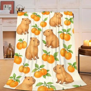 Imagem de Manta Capybara Super Macio Quente Fofo Flanela Animal Cobertor Aconchegante Pelúcia Pelúcia Cobertores de Roupa de Cama Presentes para Mulheres Crianças Meninos Meninas Adultos 50 X 101 cm