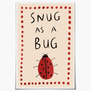 Imagem de Snug as a Bug Nursery Wall Art Neutro Estética Decoração de Quarto Linda Joaninha Impressão Minimalista Animal Canvas Art Poster para Quarto de Bebê ou Decoração de Quarto Infantil Sem Moldura 40,6 x