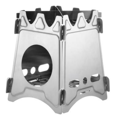 Imagem de Fogão de madeira de aço inoxidável para mochila – Fogão de acampamento dobrável portátil