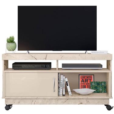 Imagem de Rack Bancada Abel 1 Porta De Correr Para Tv De 50 Polegadas Calacata/off White