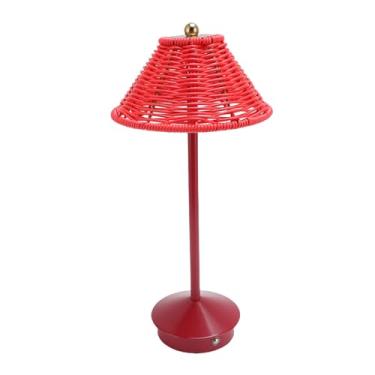 Imagem de Zhjvihx Abajur de Mesa, Rattan Tecido à Mão LED Estilo Boho Recarregável Sem Fio Regulável 6000K 4000K 4300K ​​com Carregamento Rápido USB C, para Leitura de Pátio Externo de Mesa de