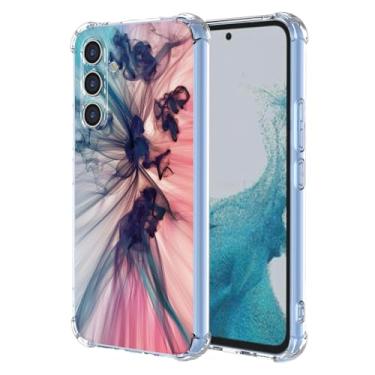 Imagem de WEIOUHR Capa para celular Galaxy A54 5G Samsung A54 5G transparente TPU macio, design de padrão abstrato, leve resistente a choques e arranhões, para Samsung Galaxy A54 5G (azul escuro rosa)