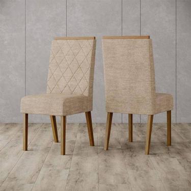 Imagem de Cadeira Para Mesa De Jantar Nina Ambiente Kit 2 Peças Nature Creme - Henn