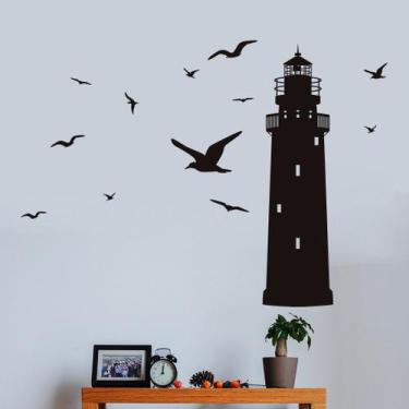 Imagem de Adesivos de parede Seagull and Lighthouse Birds PVC 26x97cm - yiweisai