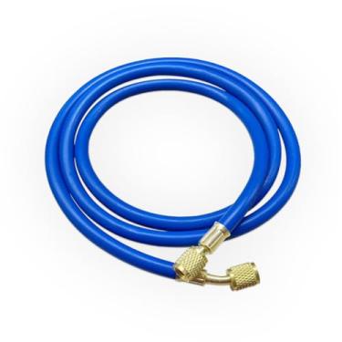 Imagem de Tuxihapp Mangueira de refrigeração AC, mangueira de carregamento HVAC 152.4 cm R410A com ângulo de 45° e alargador SAE de 1/10.2 cm, tubo medidor de coletor HVAC de pressão de trabalho de 800 PSI para