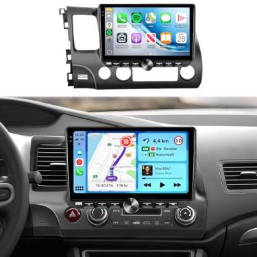 Imagem de 【Tipo-C&botão】 Rádio para Honda Civic 2006-2011 Car Stereo, DSP 32EQ 4GB + 64GB Android 13 Rádio, 10,1 polegadas 1280X720 IPS Touchscreen Wireless Carplay/Android Auto GPS WiFi FM/RDS SWC Câmera
