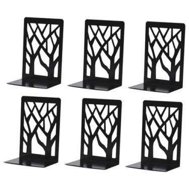 Imagem de 6Pcs Metal Bookends Hollow Bookshelf Support Tree Shadow Design Decorative Book Holder Stand for Office Home Library Desktop Organization