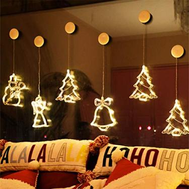Imagem de Fafeicy Lâmpada de Ventosa de Janela de Natal, Luz Decorativa LED, Luzes de Fadas Brilhantes para árvore de Natal e Decoração de Casa (Cores sortidas #04)