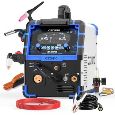 Imagem de AZZUNO Combinação De Soldador Corte A Plasma 200A, Mig Gás/Mig Pulsado/Mag/Mig Sem Gás Fluxo/Mig Hf/Mig Com Bastão/Mig Corte/Mig Pontual 8 Em 1, Máquina Multiprocesso, Solda Alumínio Dupla Voltagem