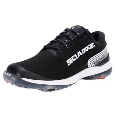Imagem de SQAIRZ Bold Sapatos de golfe atléticos masculinos, novos sapatos de golfe, projetados para equilíbrio e desempenho, pontas substituíveis, à prova d'água, sapatos de golfe masculinos com pontas, sapatos de golfe masculinos, calçados de golfe, Preto/branco, 9