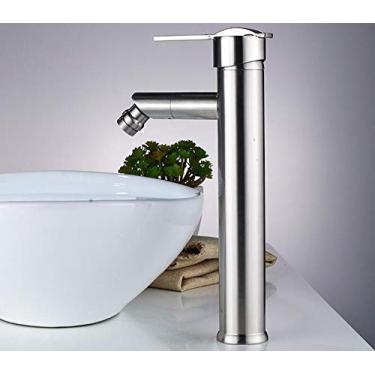 Imagem de Torneira de pia de banheiro Corpo principal de cobre orifício único misturador de água fria lavatório de vaso sanitário válvula de mistura torneira de cozinha alça única conexão única (desenho alto)