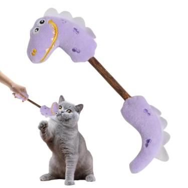 Imagem de Brinquedo de mastigar para gatos, pelúcia de dinossauro portátil com erva-dos-gatos – Acessórios de entretenimento interno resistentes a mordidas, bastões de dentição, bola para mastigar animais de