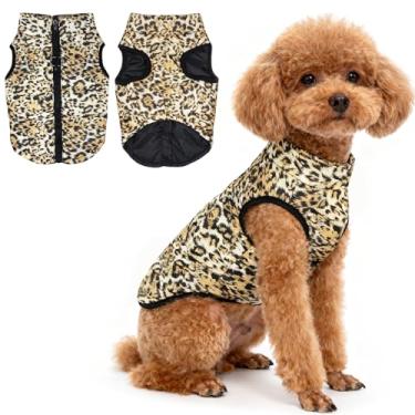 Imagem de Idepet Casaco para cães e gatos com trela, âncora, colorido, patchwork, acolchoado, colete para filhotes, fantasia de chihuahua, pano de pug PP P M G (grande, leopardo)