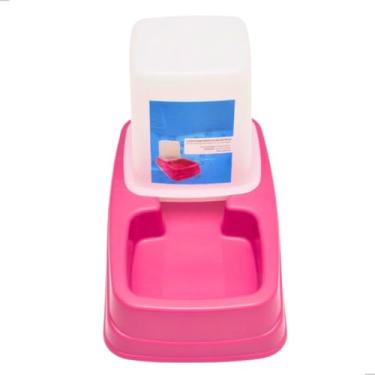 Imagem de Comedouro Automático Comedouro/Bebedouro Dupla Função Dispenser Cachorro e Gato 1 Kg/1,5 Litros (Rosa)