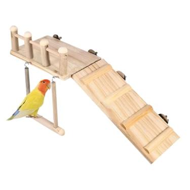 Imagem de Suporte para brincar de pássaros, poleiro de papagaio | brinquedo de balanço de escada de gaiola de pássaro para arara, periquito de madeira, poleiro de treinamento