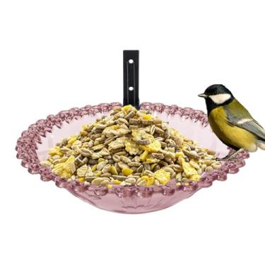 Imagem de Banheira de jardim para pássaros, 23 cm, tigela de jardim para montagem na parede | Alimentador de animais em forma de flor, bacia transparente à prova de intempéries para papagaio, periquito
